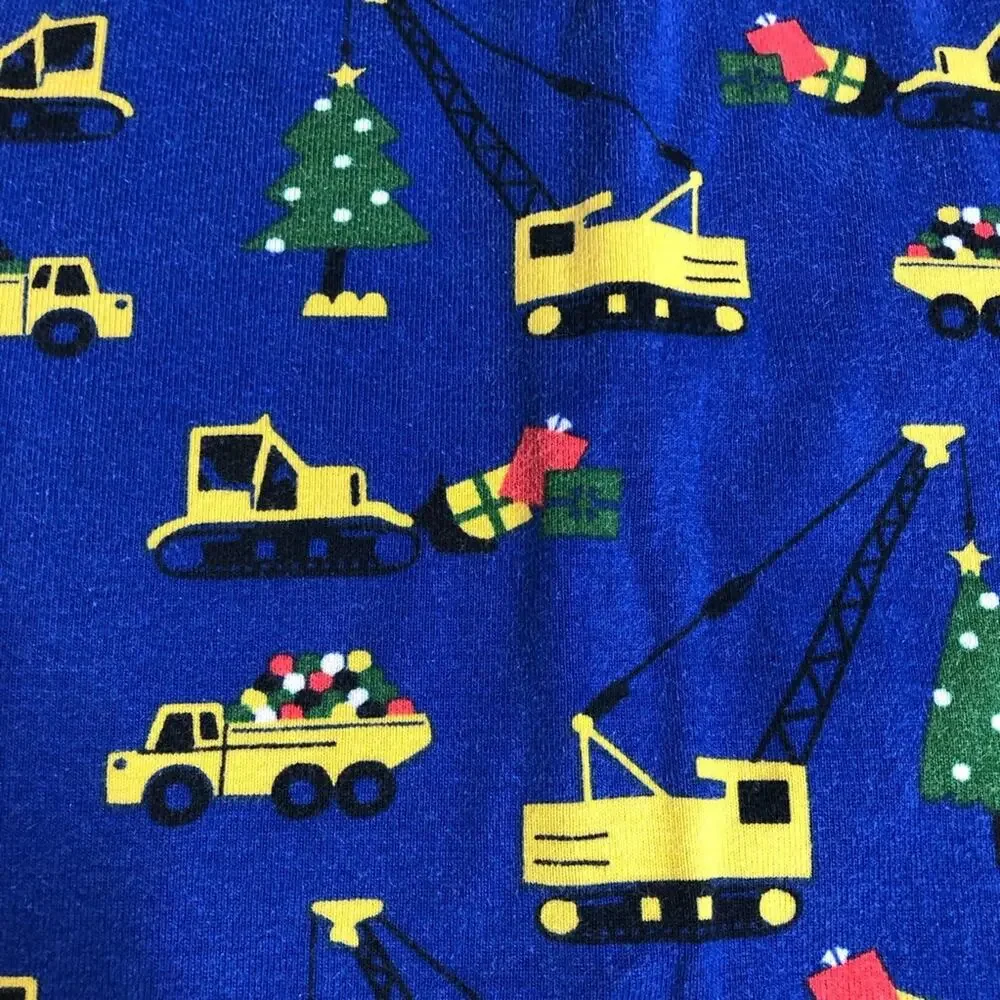 Hanna Andersson blue Christmas tree construction vehicle pajama set 150 or US 12